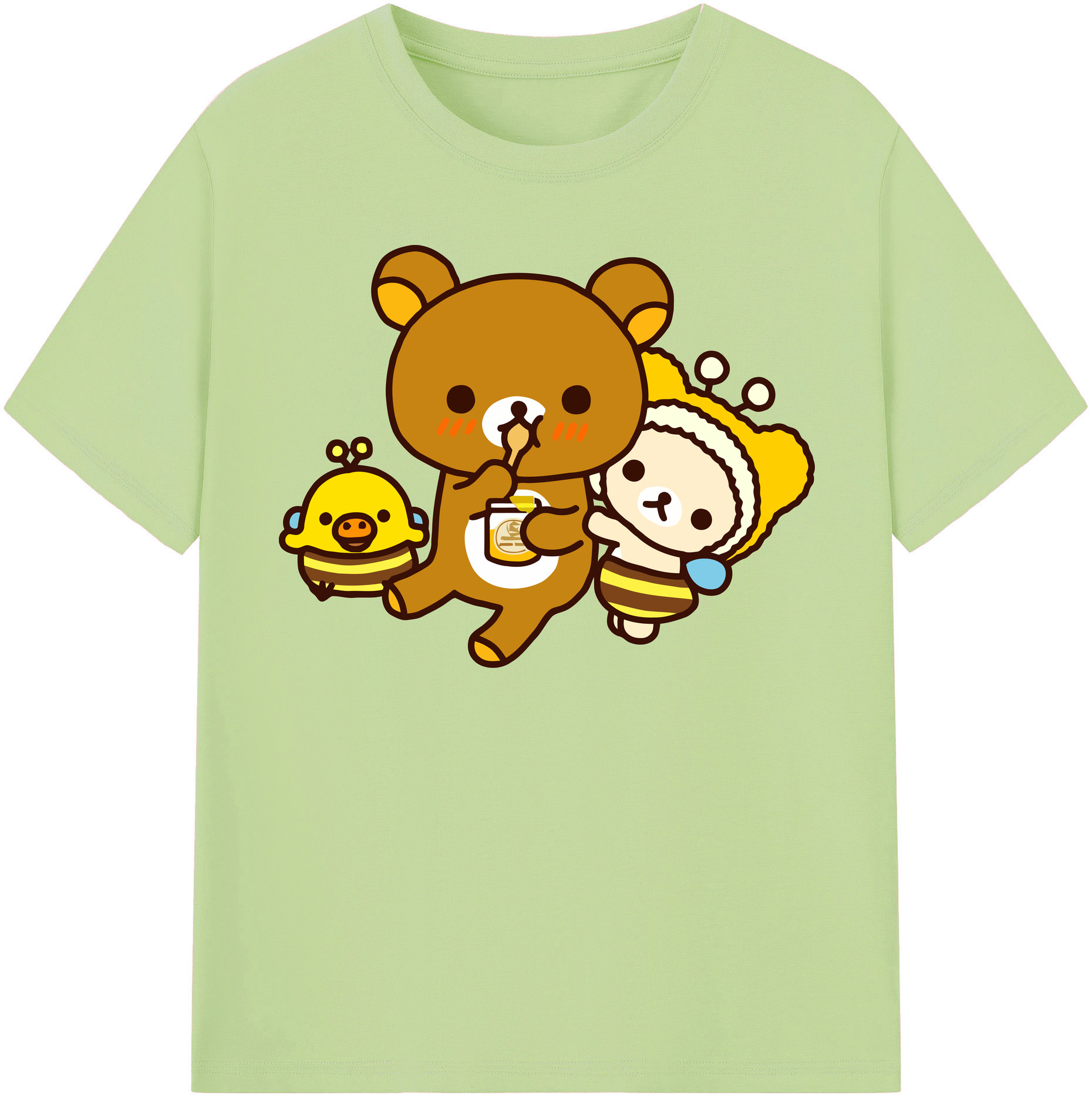 （画像用） リラックマ リラックマ キイロイトリ Rilakkuma Korilakkuma Kiiroitori 綿100％半袖Tシャツ（フロントプリント）